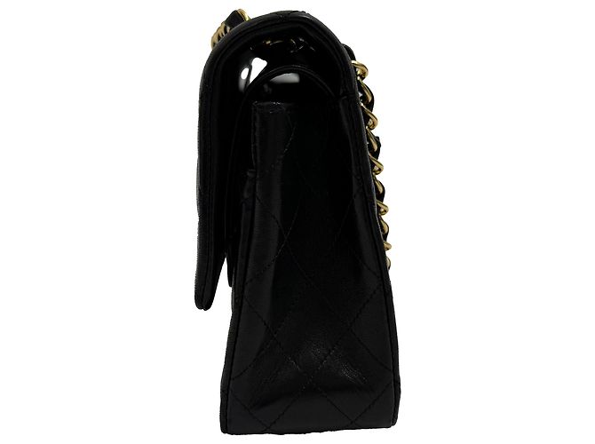 Timeless Borsa a Spalla Chanel Medium Classic Double-Flap in Pelle di Agnello Nera Nero - vista 2