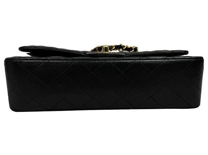 Timeless Borsa a Spalla Chanel Medium Classic Double-Flap in Pelle di Agnello Nera Nero - vista 9