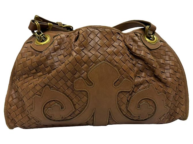 Borsa a Spalla Intrecciato in Pelle Marrone Bottega Veneta - vista 3