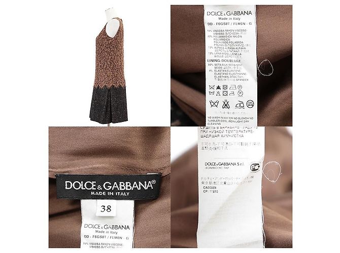 Dolce & Gabbana Abito in misto lana e pizzo floreale Dolce&Gabbana Marrone Nero - vista 10