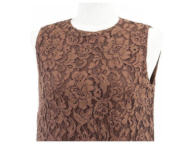 Dolce & Gabbana Abito in misto lana e pizzo floreale Dolce&Gabbana Marrone Nero - vista 2