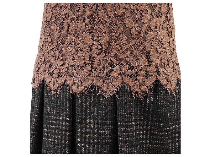 Dolce & Gabbana Abito in misto lana e pizzo floreale Dolce&Gabbana Marrone Nero - vista 3
