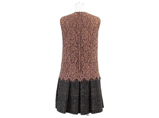 Dolce & Gabbana Abito in misto lana e pizzo floreale Dolce&Gabbana Marrone Nero - vista 5