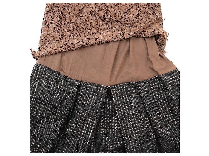 Dolce & Gabbana Abito in misto lana e pizzo floreale Dolce&Gabbana Marrone Nero - vista 8