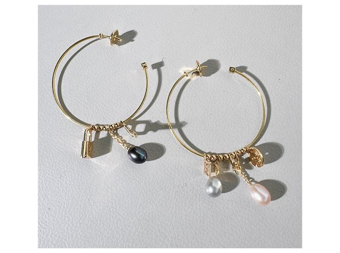 Orecchini a cerchio in oro 18K e perle Louis Vuitton D'oro - vista 3