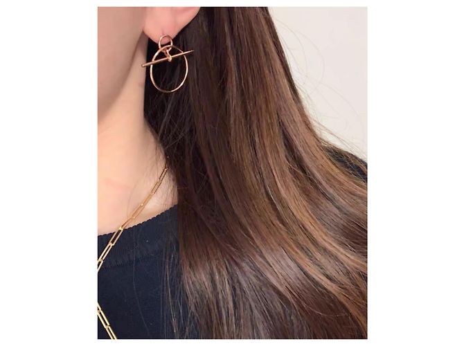 Hermès Loop Creolenohrringe aus 18K Roségold Golden - Ansicht 9