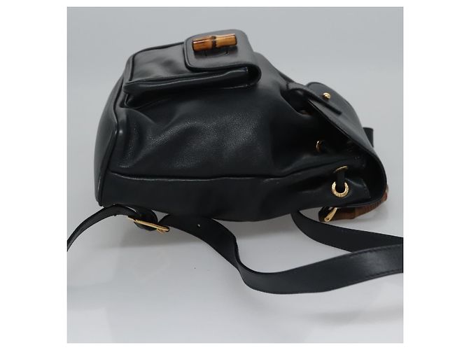 Bamboo Gucci Vintage Bambus-Rucksack aus Leder Mini Schwarz - Ansicht 3
