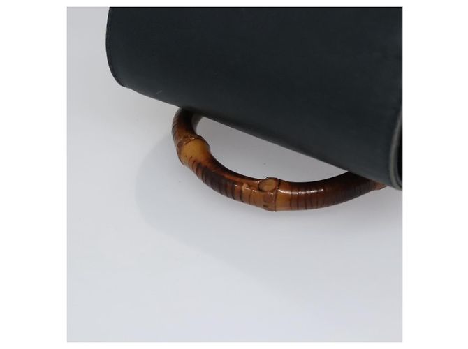 Bamboo Gucci Vintage Bambus-Rucksack aus Leder Mini Schwarz - Ansicht 7