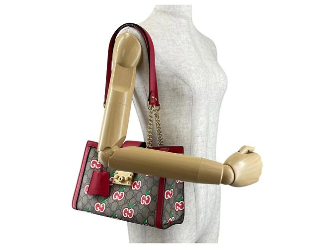 Borsa a Spalla Gucci GG Apple Padlock Rosso Multicolore Beige - vista 17
