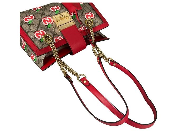 Borsa a Spalla Gucci GG Apple Padlock Rosso Multicolore Beige - vista 5