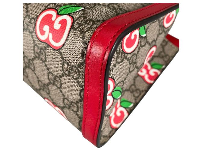 Borsa a Spalla Gucci GG Apple Padlock Rosso Multicolore Beige - vista 8