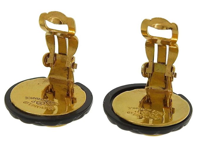 Chanel Coco Mark Clip Ohrringe Schwarz Golden - Ansicht 3
