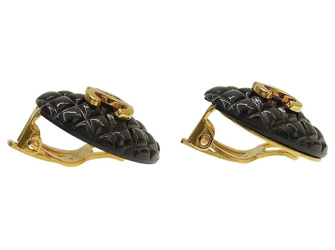 Chanel Coco Mark Clip Ohrringe Schwarz Golden - Ansicht 4