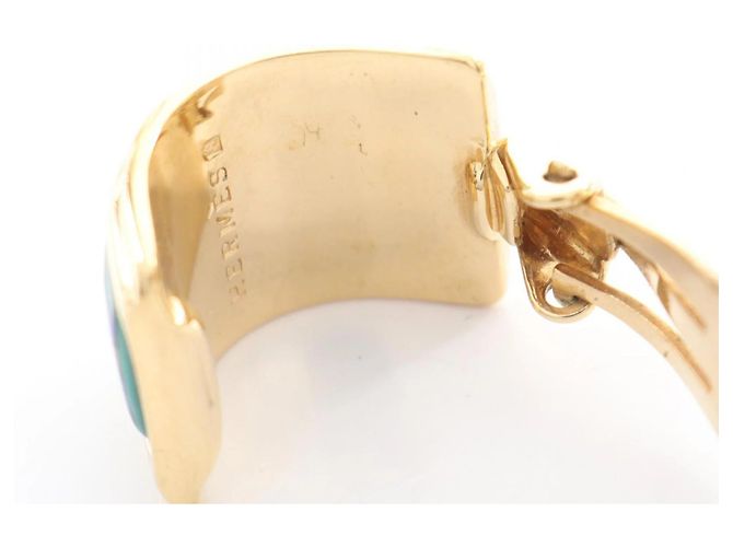 Orecchini a clip in smalto cloisonné Hermès Blu D'oro Verde - Ansicht 6