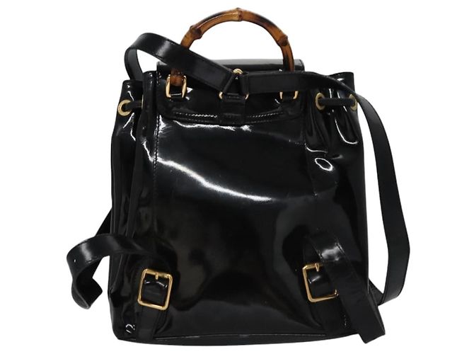 Gucci Vintage Bamboo Patent Mini Nero - vista 2