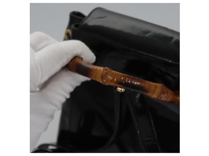 Gucci Vintage Bamboo Patent Mini Nero - vista 7