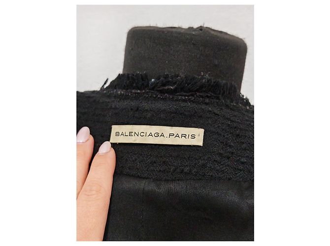 Balenciaga Houndstooth Wool Jacket with Blue Trim - view 3