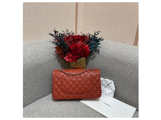 Borsa Chanel Chip in pelle di pecora rosso bruno - vista 2
