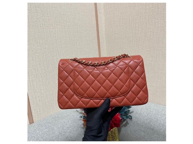 Borsa Chanel Chip in pelle di pecora rosso bruno - vista 4