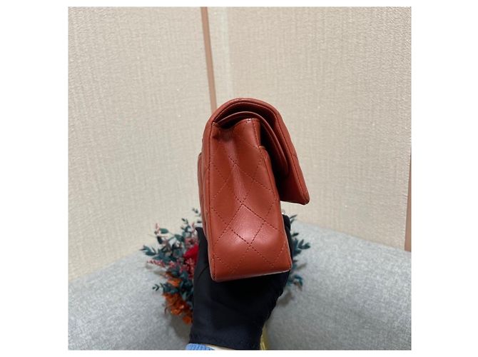 Borsa Chanel Chip in pelle di pecora rosso bruno - vista 5