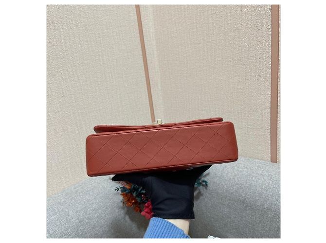 Borsa Chanel Chip in pelle di pecora rosso bruno - vista 6