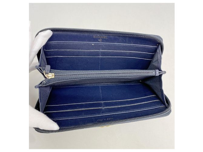Chanel Boy Langer Geldbeutel aus Marine-Lammleder Marineblau - Ansicht 3