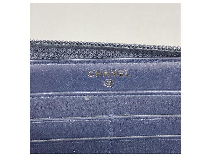 Chanel Boy Langer Geldbeutel aus Marine-Lammleder Marineblau - Ansicht 4