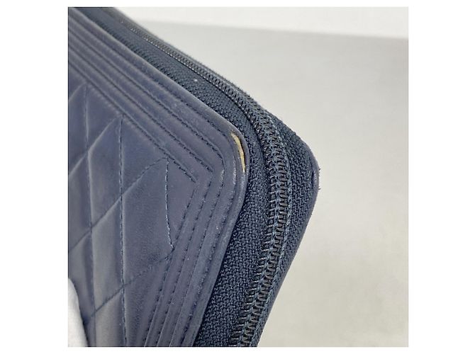 Chanel Boy Langer Geldbeutel aus Marine-Lammleder Marineblau - Ansicht 5