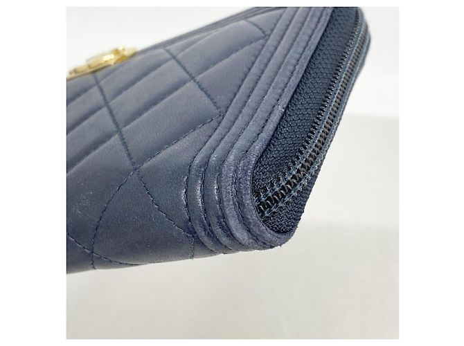 Chanel Boy Langer Geldbeutel aus Marine-Lammleder Marineblau - Ansicht 6