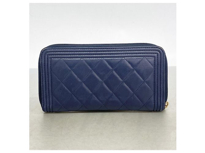 Chanel Boy Langer Geldbeutel aus Marine-Lammleder Marineblau - Ansicht 9