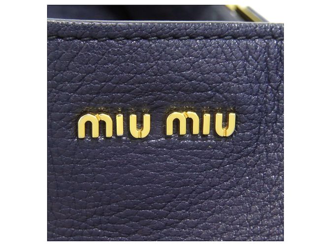 Miu Miu blaue Leder-Tote - Ansicht 6