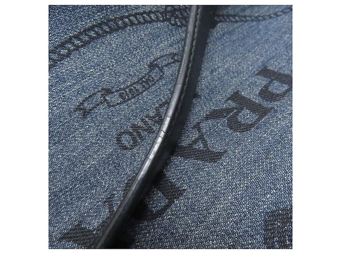 Borsa tote in denim blu Prada - vista 15