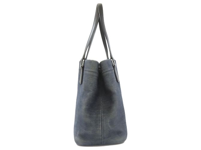 Borsa tote in denim blu Prada - vista 3