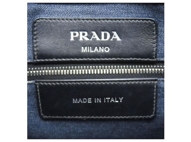 Borsa tote in denim blu Prada - vista 6