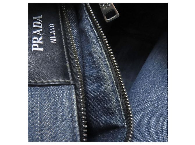 Borsa tote in denim blu Prada - vista 8