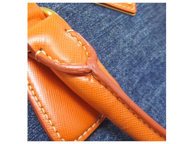Borsa a mano 2 in 1 Prada BN2254 Blu Arancione - vista 22