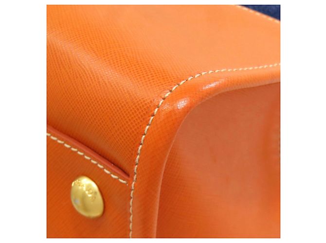 Borsa a mano 2 in 1 Prada BN2254 Blu Arancione - vista 29