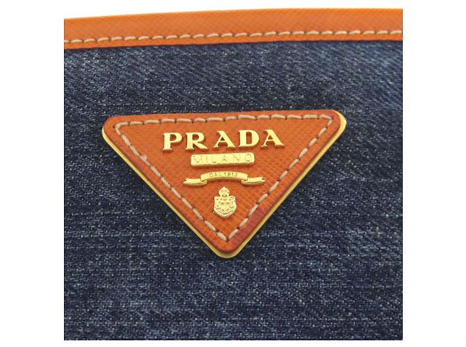 Borsa a mano 2 in 1 Prada BN2254 Blu Arancione - vista 9