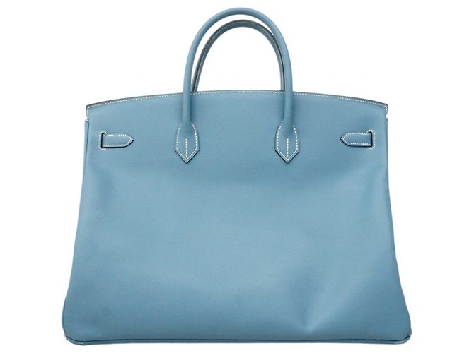 Sac Hermès Birkin 40 en Jean Bleu - vue 14