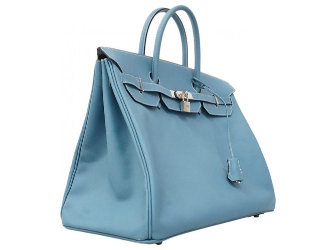 Sac Hermès Birkin 40 en Jean Bleu - vue 2