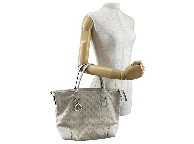 Borsa a spalla e tote in pelle beige Gucci - vista 19