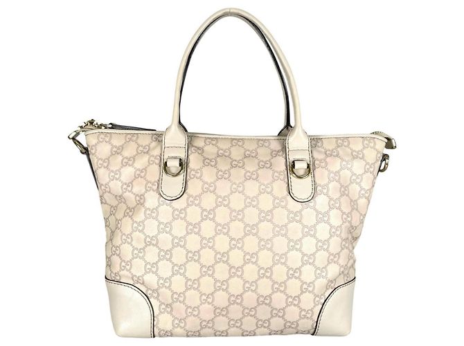 Borsa a spalla e tote in pelle beige Gucci - vista 3