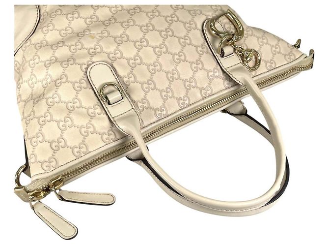 Borsa a spalla e tote in pelle beige Gucci - vista 5