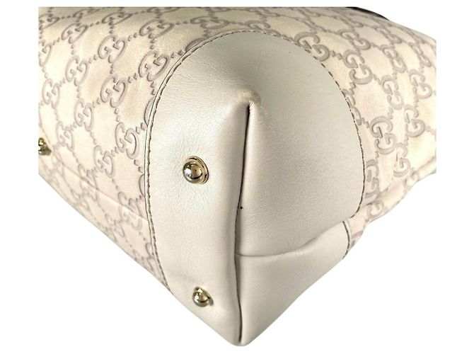 Borsa a spalla e tote in pelle beige Gucci - vista 8