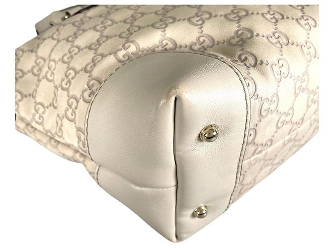 Borsa a spalla e tote in pelle beige Gucci - vista 9