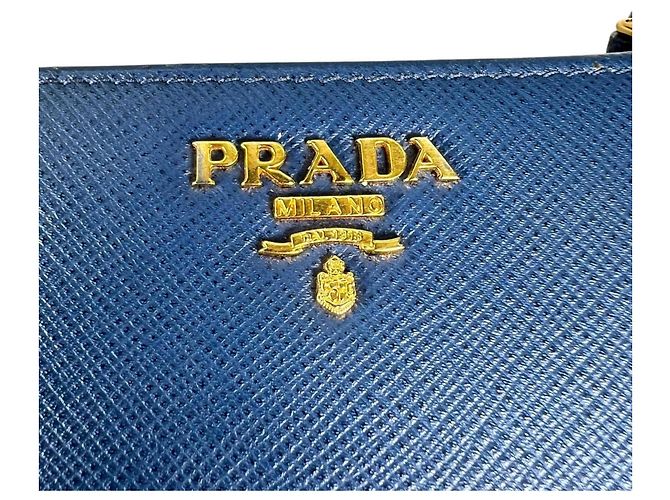Prada Saffiano Leder Bi-Fold Geldbörse Blau - Ansicht 10