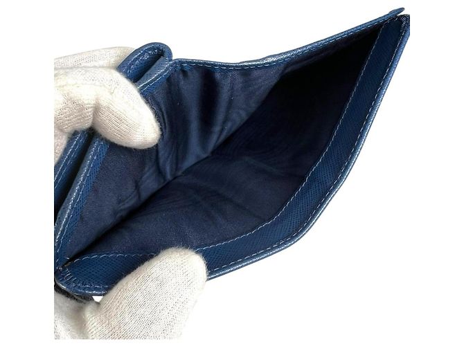 Prada Saffiano Leder Bi-Fold Geldbörse Blau - Ansicht 12
