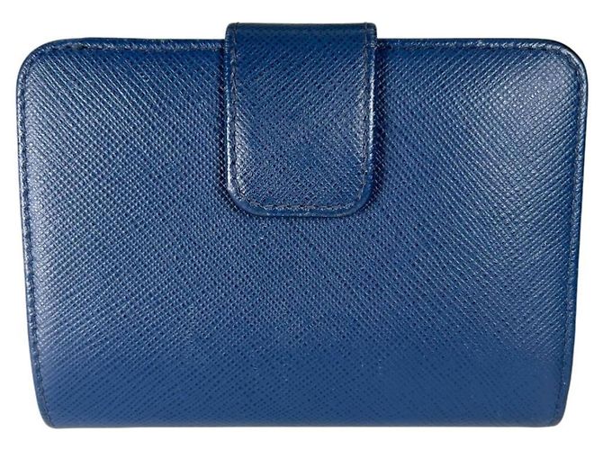 Prada Saffiano Leder Bi-Fold Geldbörse Blau - Ansicht 3