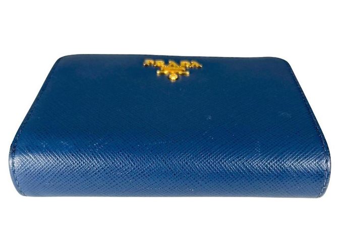Prada Saffiano Leder Bi-Fold Geldbörse Blau - Ansicht 5