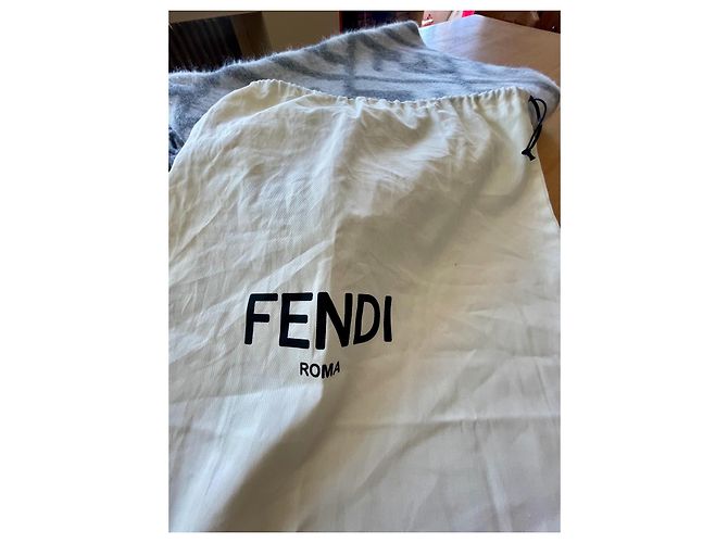 Fendi FF Motif Alpaca and Wool Throw White and Gray Multiple colors - view 15